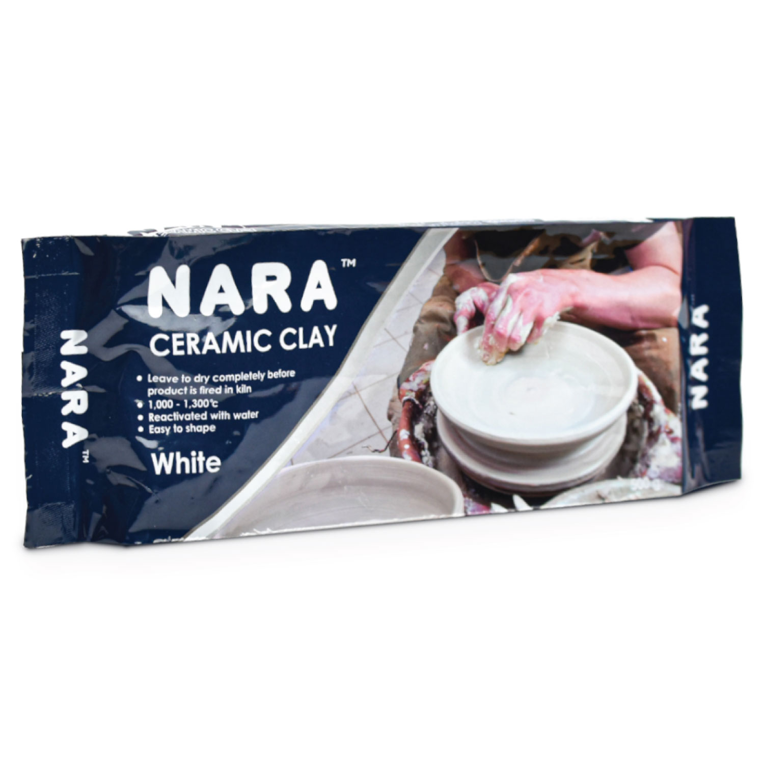 NARA Ceramic Clay White for Modeling and Art & Craft, Pottery Hand Sculpting, Wheel Throwing & Ceramic Art Projects, Soft & Natural Clay for Children & Professionals, 500g – White