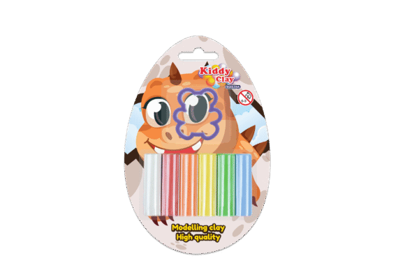 Kiddy Clay Pack of 6 Modelling & Sculpting Clay (50g.) with Cutter, Colorful Reusable Children Soft Clay, Creative Art & Crafts, Ideal Gift for Kids Blister Card Pack of 2