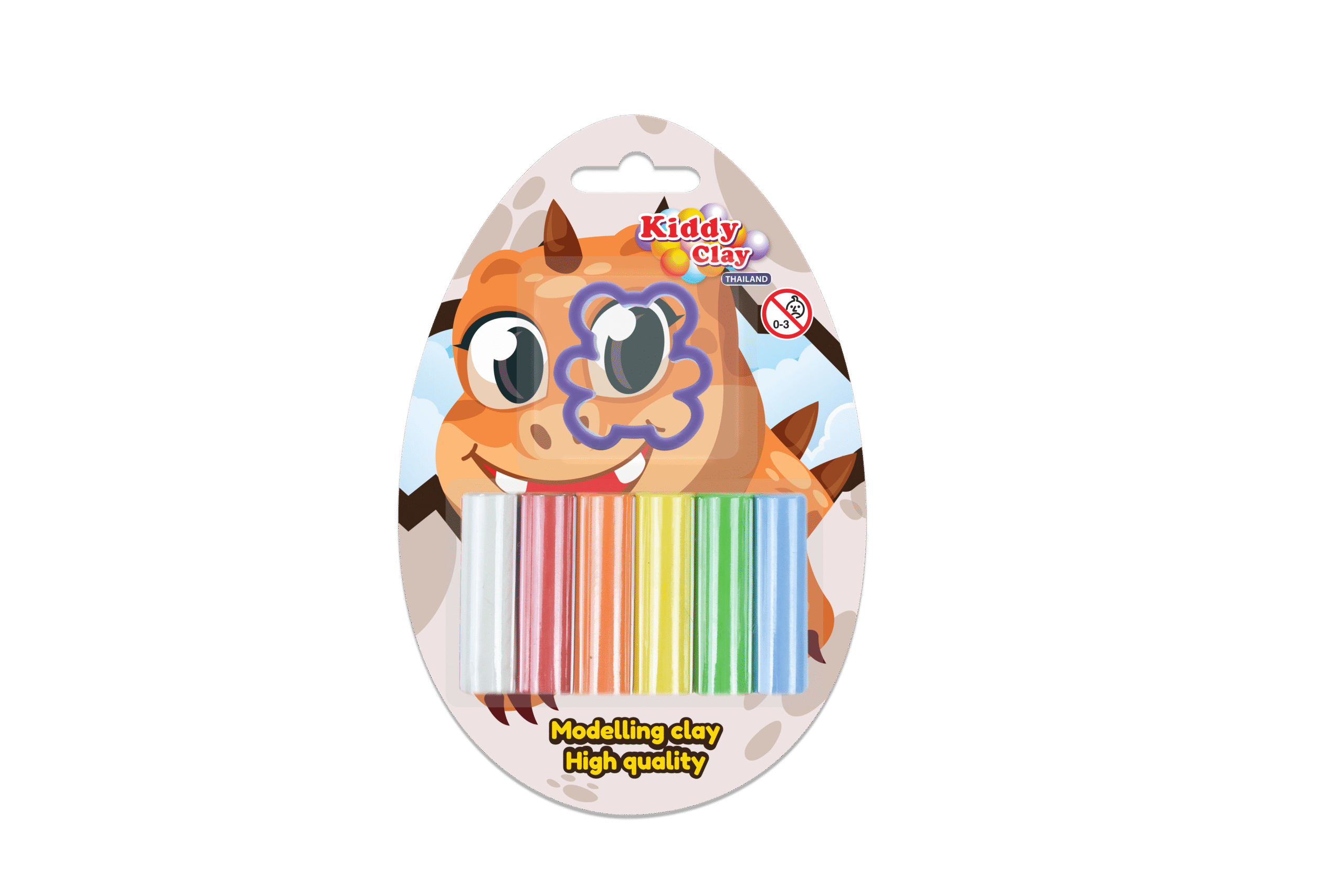 Kiddy Clay Pack of 6 Modelling & Sculpting Clay (50g.) with Cutter, Colorful Reusable Children Soft Clay, Creative Art & Crafts, Ideal Gift for Kids Blister Card Pack of 2