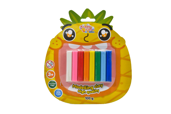 Kiddy Clay Pack of 8 Modelling & Sculpting Clay (100 g.), Colorful Reusable DIY Children Soft Clay, Creative Art & Crafts, Ideal Gift for Kids, Blister Card Pack