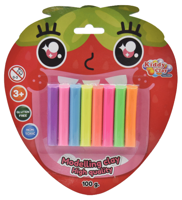 Kiddy Clay Pack of 8 Modelling & Sculpting Clay (100 g.), Colourful Reusable DIY Soft Clay, Creative Art & Crafts, Ideal Gift for Kids, 2 Neon & 6 Regular colours Set