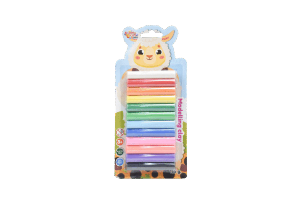 Kiddy Clay Pack of 12 Round sticks of clay (165 g.) in Blister Card, Colourful Reusable DIY Soft Clay, Creative Art & Crafts, Ideal Gift for Kids