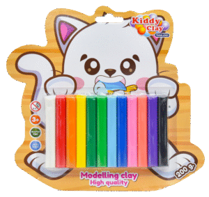 Kiddy Clay Pack of 12 Round sticks of clay (200 g.) in Blister Card, Colourful Reusable DIY Soft Clay, Creative Art & Crafts, Ideal Gift for Kids