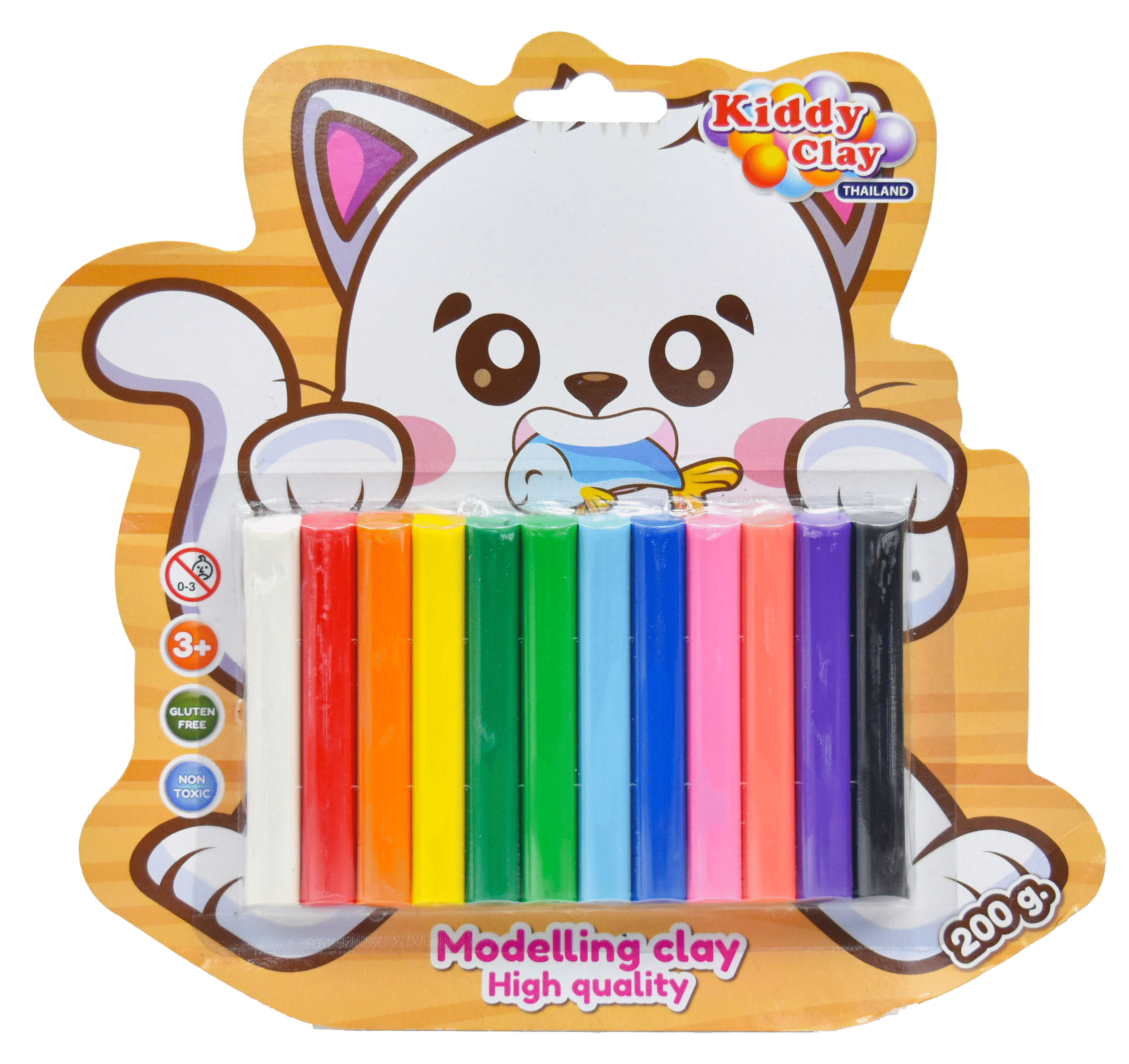 Kiddy Clay Pack of 12 Round sticks of clay (200 g.) in Blister Card, Colourful Reusable DIY Soft Clay, Creative Art & Crafts, Ideal Gift for Kids