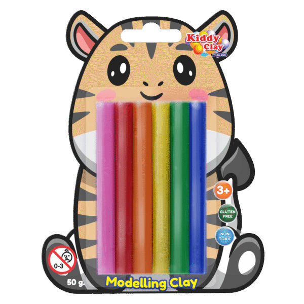 Kiddy Clay Pack of 6 Modelling & Sculpting Clay (50g.), Colorful Reusable Children Soft Clay, Creative Art & Crafts, Ideal Gift for Kids, Blister Card Pack of 2