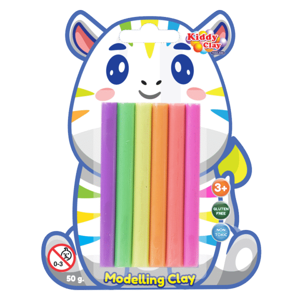 Kiddy Clay Pack of 6 Modelling & Sculpting Clay (50g.), Colorful Reusable Children Soft Clay, Creative Art & Crafts, Ideal Gift for Kids, Blister Card Pack of 2