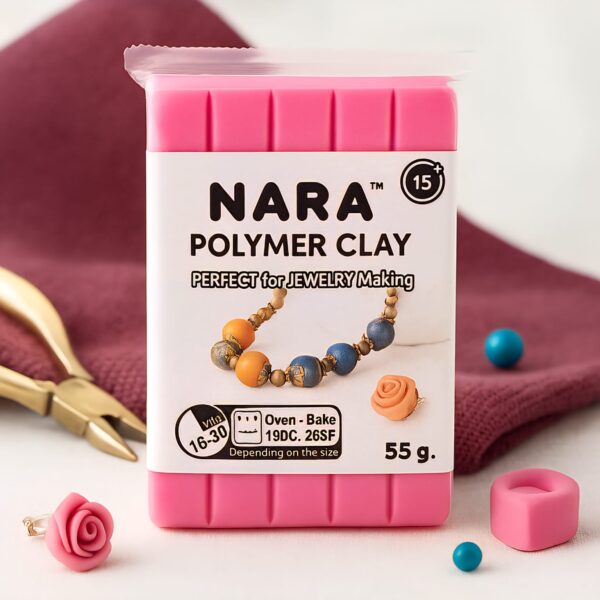 NARA Polymer Clay Set 55g Pink - Soft, Non-Sticky Oven Bake Clay, Colour – Ideal for Sculpting, DIY Craft Projects, Modelling, Miniatures, Jewellery Making, Charms, Key chains, Rings - Pink