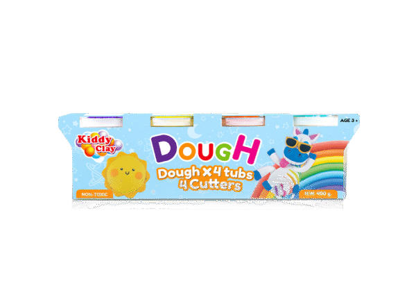 Kiddy Clay 4 Colours Modelling Dough Set - 100g Each - 4 Tubs, 4 Fun Shape Cutter Soft, Air-Drying Clay for Creative Crafting, Packed in Paper Box, Ideal for Arts, Crafts & DIY Projects - 400g