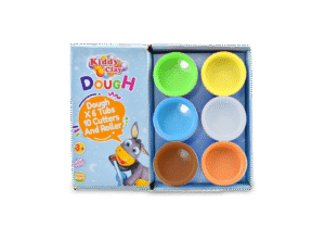 Kiddy Clay 6 Colours Modelling Dough Set – 50g Each – 6 Tubs, 10 Fun Shape Cutter & Mini Roller Soft, Air-Drying Clay for Creative Crafting, Packed in Paper Box, Ideal for Arts, Crafts & DIY Projects – 300g