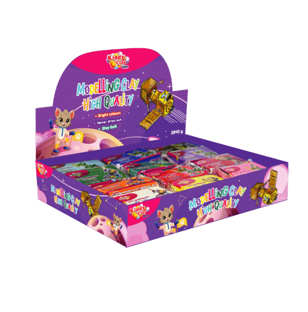 Kiddy Clay Modelling & Sculpting Clay, 24 Bars in 12 Different Colors (160g. Each) - Easy to Use - Various Creative Project for Children - Ideal for Arts, Crafts, and School Projects