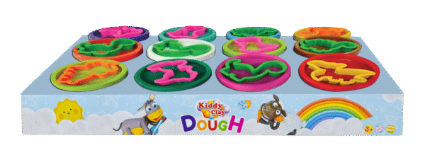 Kiddy Clay 6 Colours Modelling Dough Set - 25g Each - 12 Tubs, 12 Fun Shape Cutter Soft, Air-Drying Clay for Creative Crafting, Packed in Paper Box, Ideal for Arts, Crafts & DIY Projects - 300g